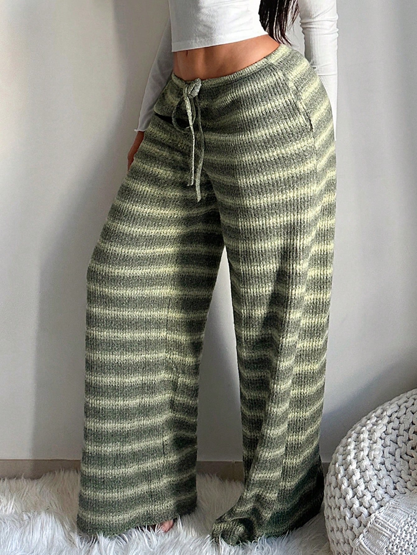 Contrast Striped Straight-Leg Trousers