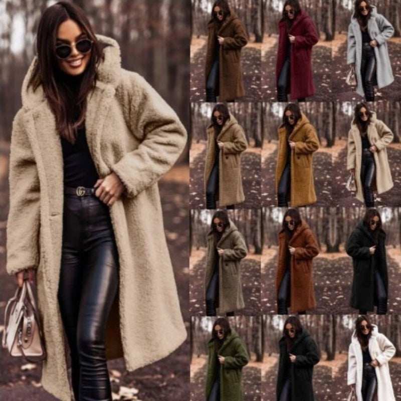 Plush Teddy Faux-Fur Long Coat