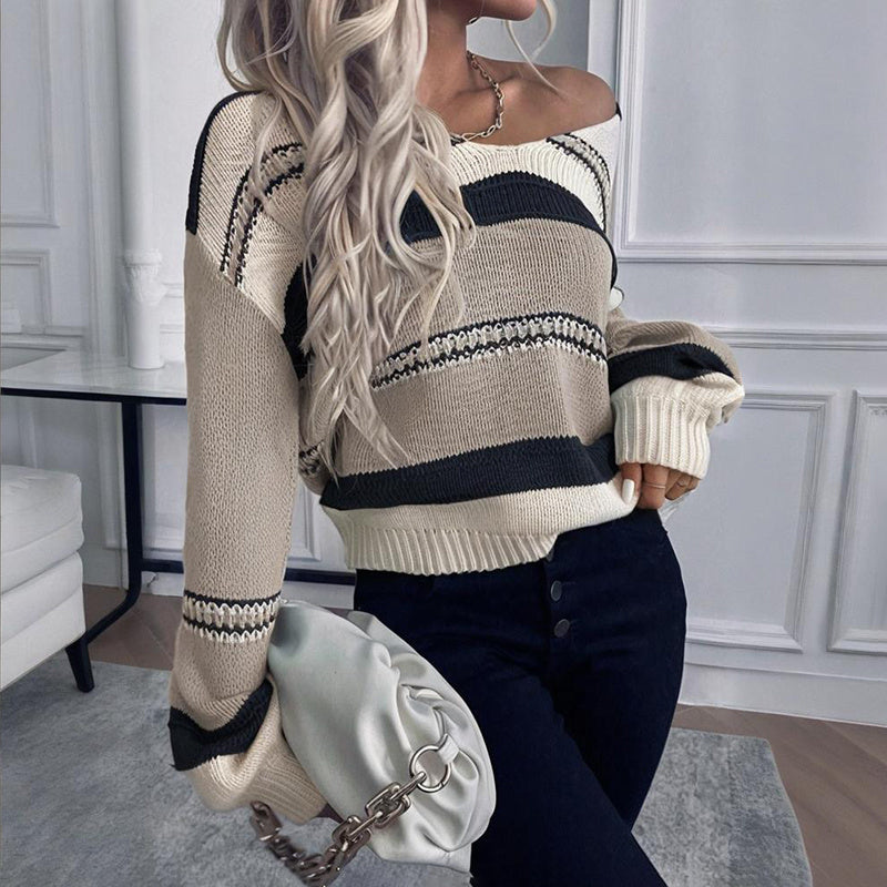 French Striped V-Neck Sweater
