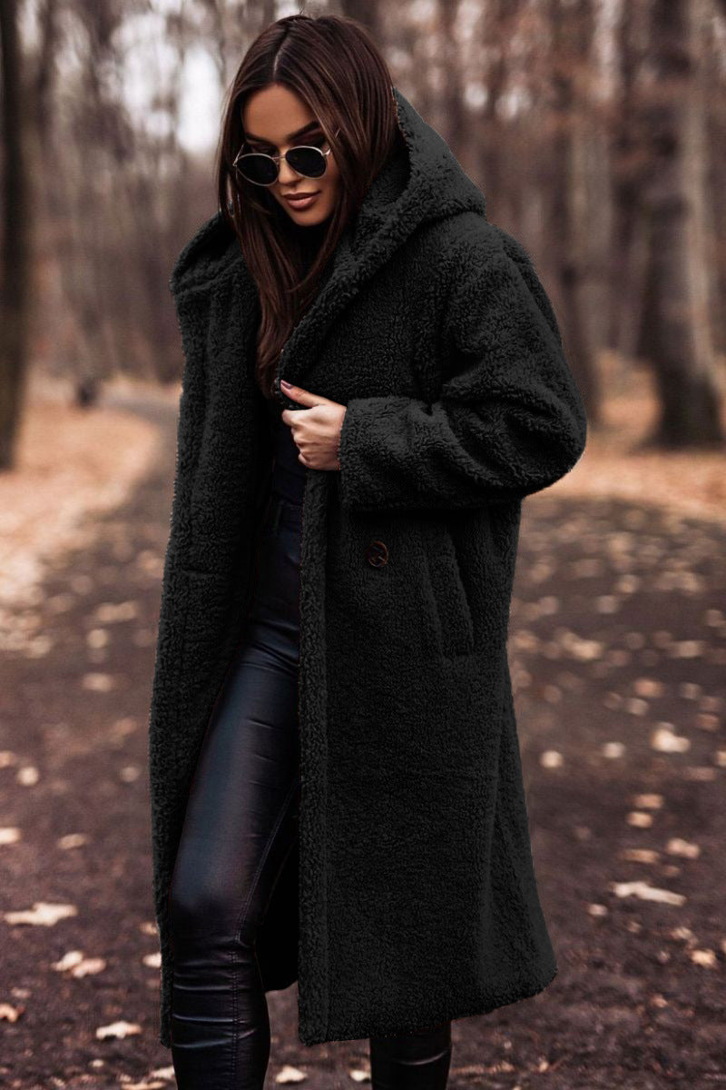 Plush Teddy Faux-Fur Long Coat