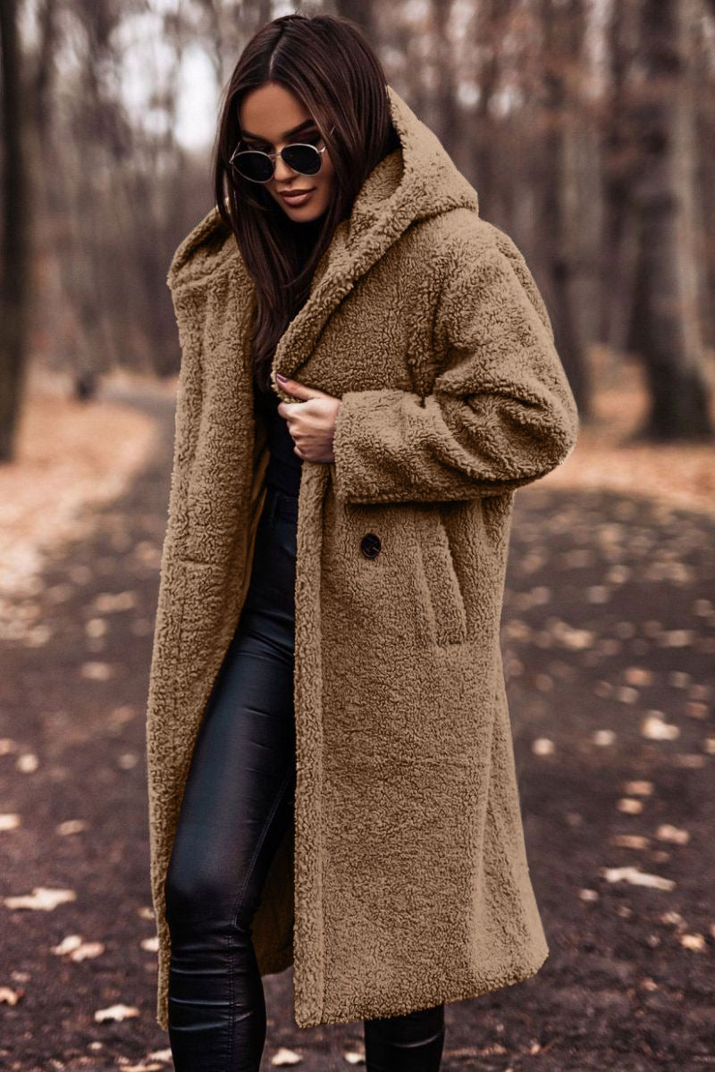 Plush Teddy Faux-Fur Long Coat