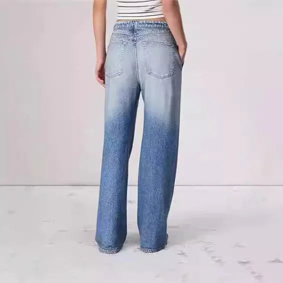Retro Wide-Leg Straight Jeans