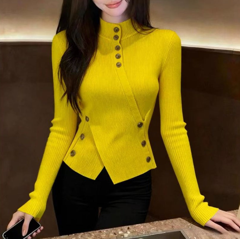 Semi-High Neck Knit Sweater