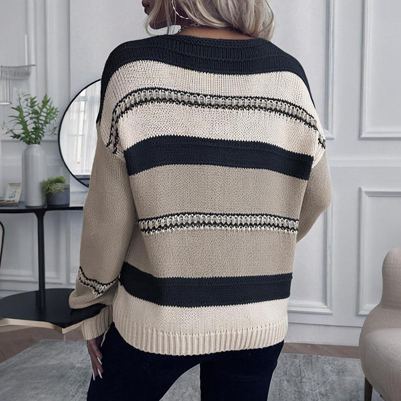 French Striped V-Neck Sweater