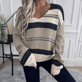 French Striped V-Neck Sweater