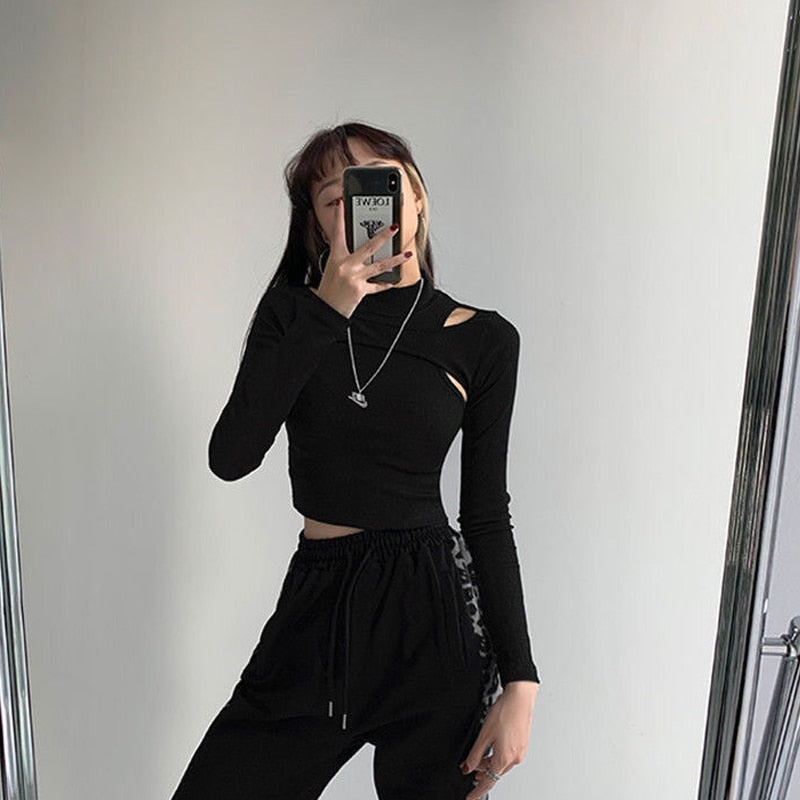 Hollow-Knit Layered Crop Top