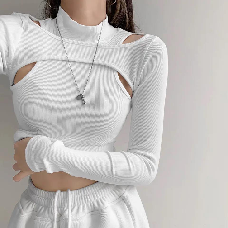 Hollow-Knit Layered Crop Top