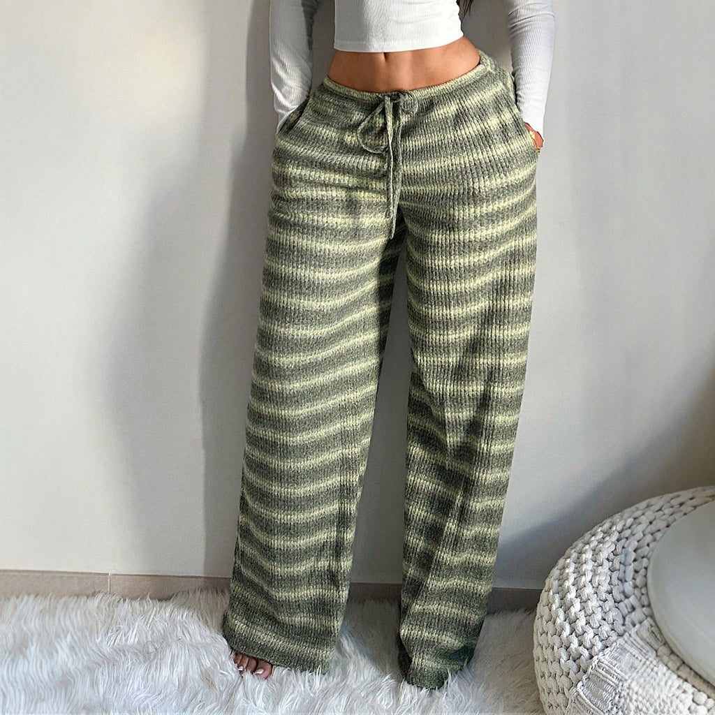 Contrast Striped Straight-Leg Trousers
