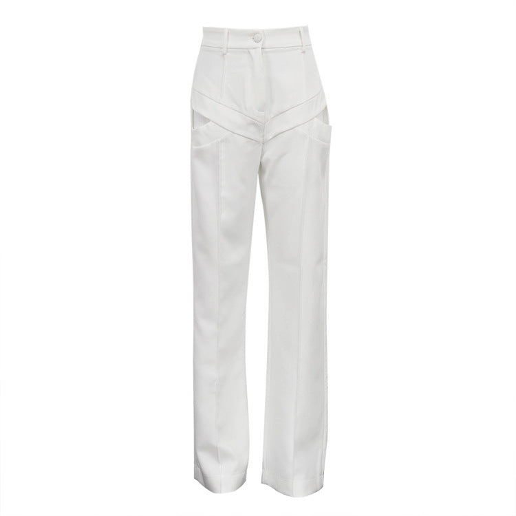 Cutout Straight-Leg Trousers