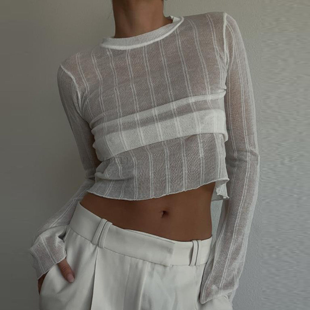 Cutout Cropped Long-Sleeve Top