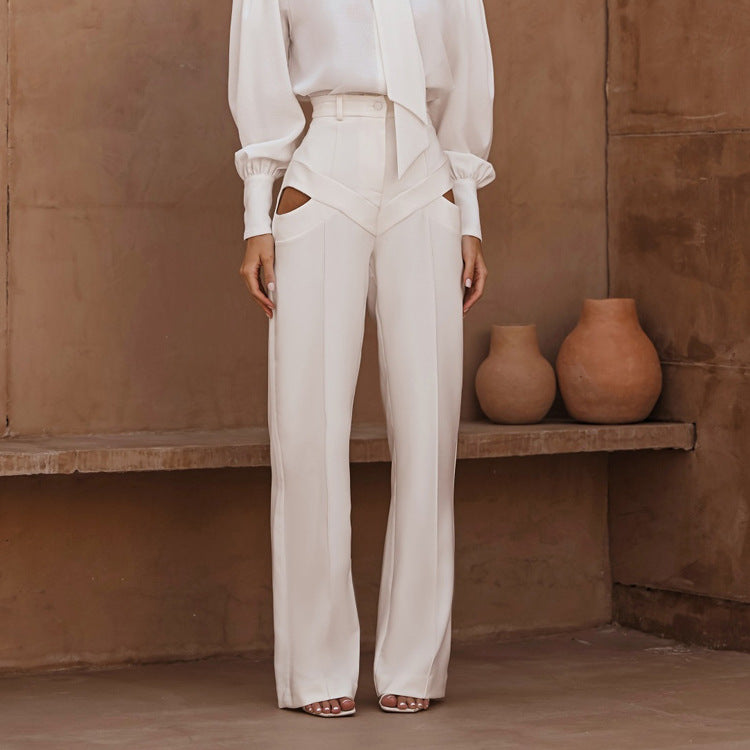 Cutout Straight-Leg Trousers