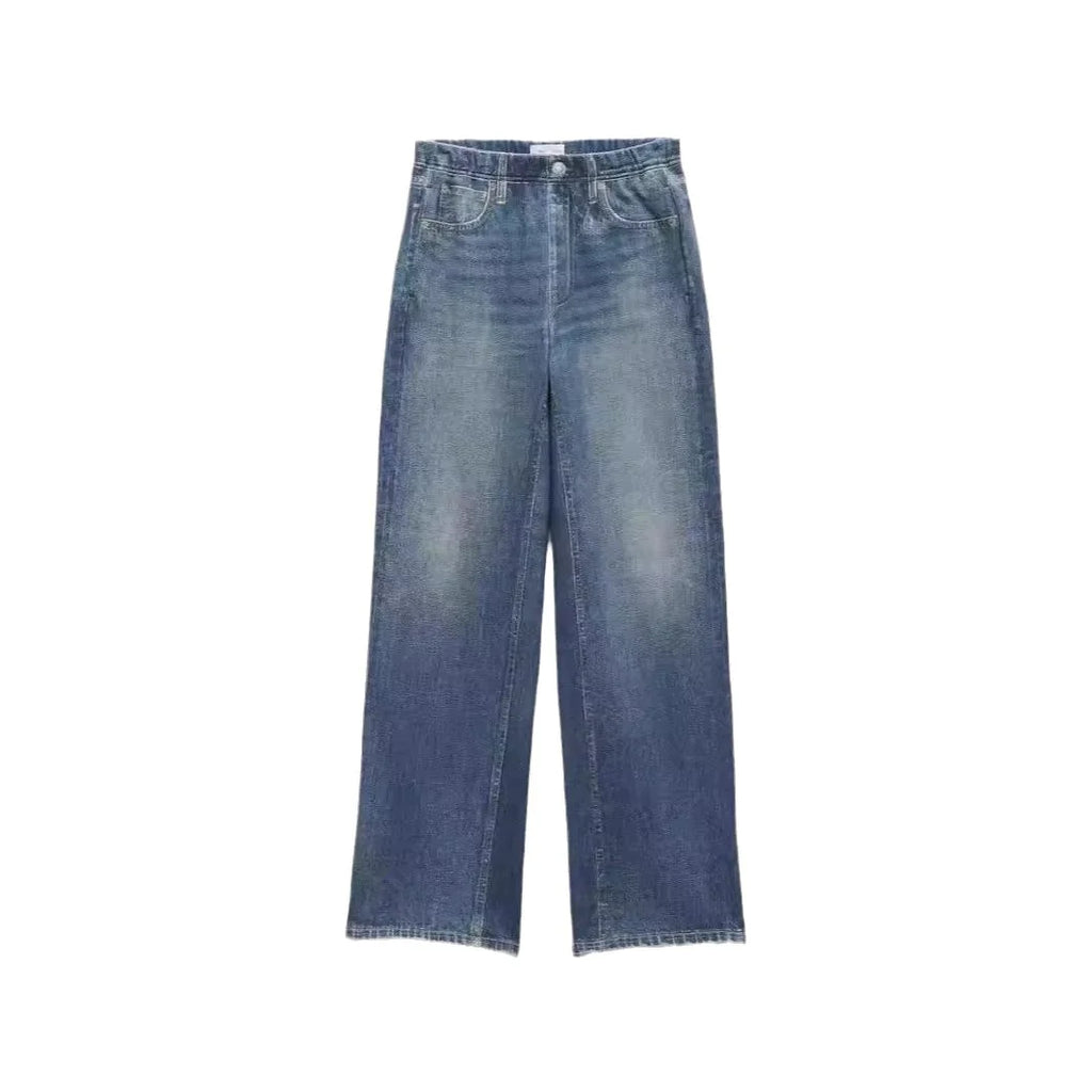Retro Wide-Leg Straight Jeans