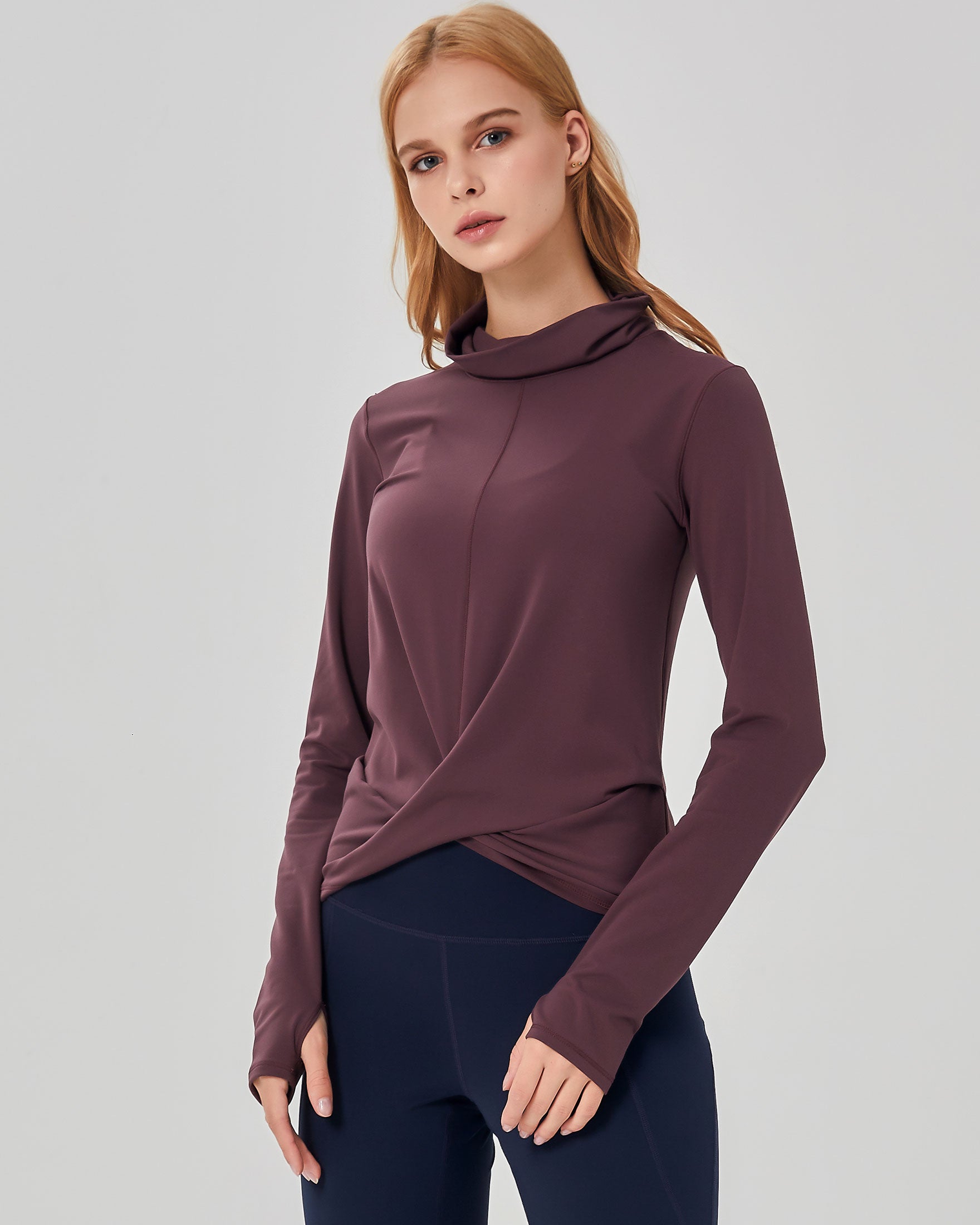 Cowl-Neck Coziplex Long-Sleeve Top
