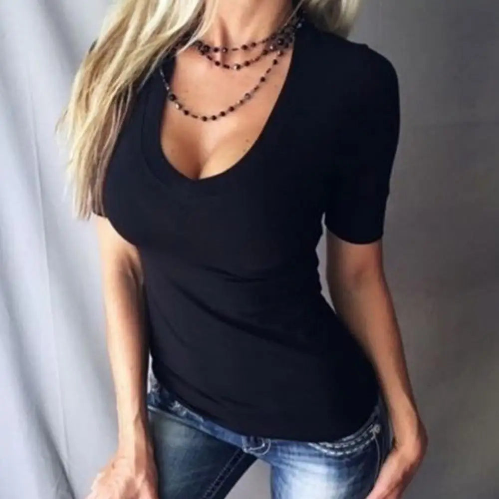 Slim-Fit Deep V Short-Sleeve Tee