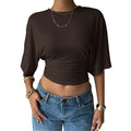 Cropped Mid-Sleeve Fitted Tee