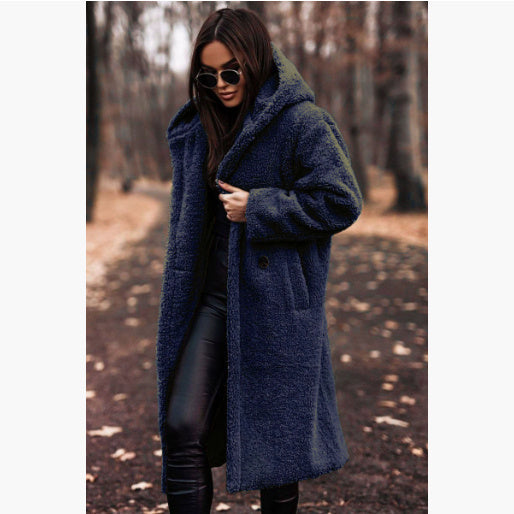 Plush Teddy Faux-Fur Long Coat
