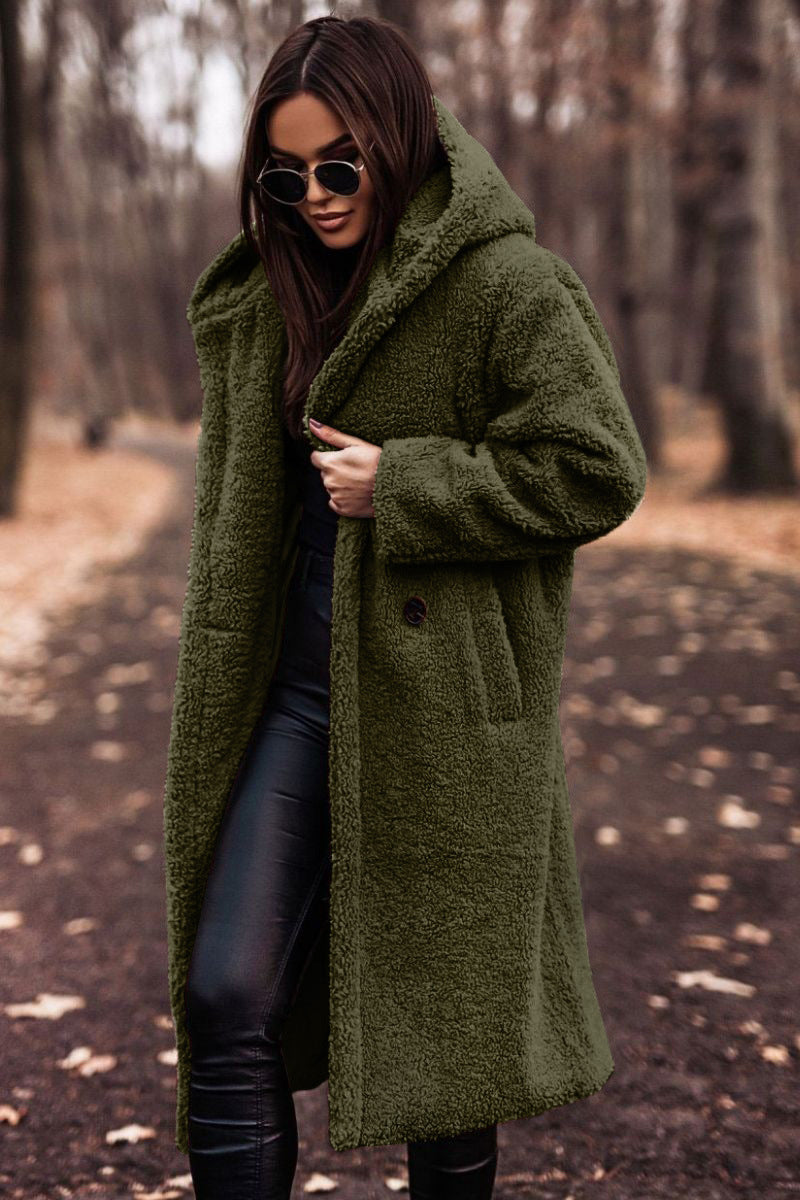 Plush Teddy Faux-Fur Long Coat