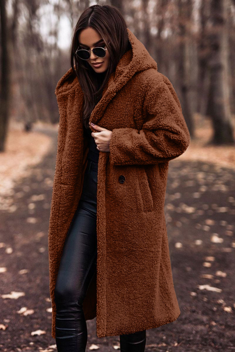 Plush Teddy Faux-Fur Long Coat