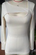 Irregular-Hem Slim Long-Sleeve Top