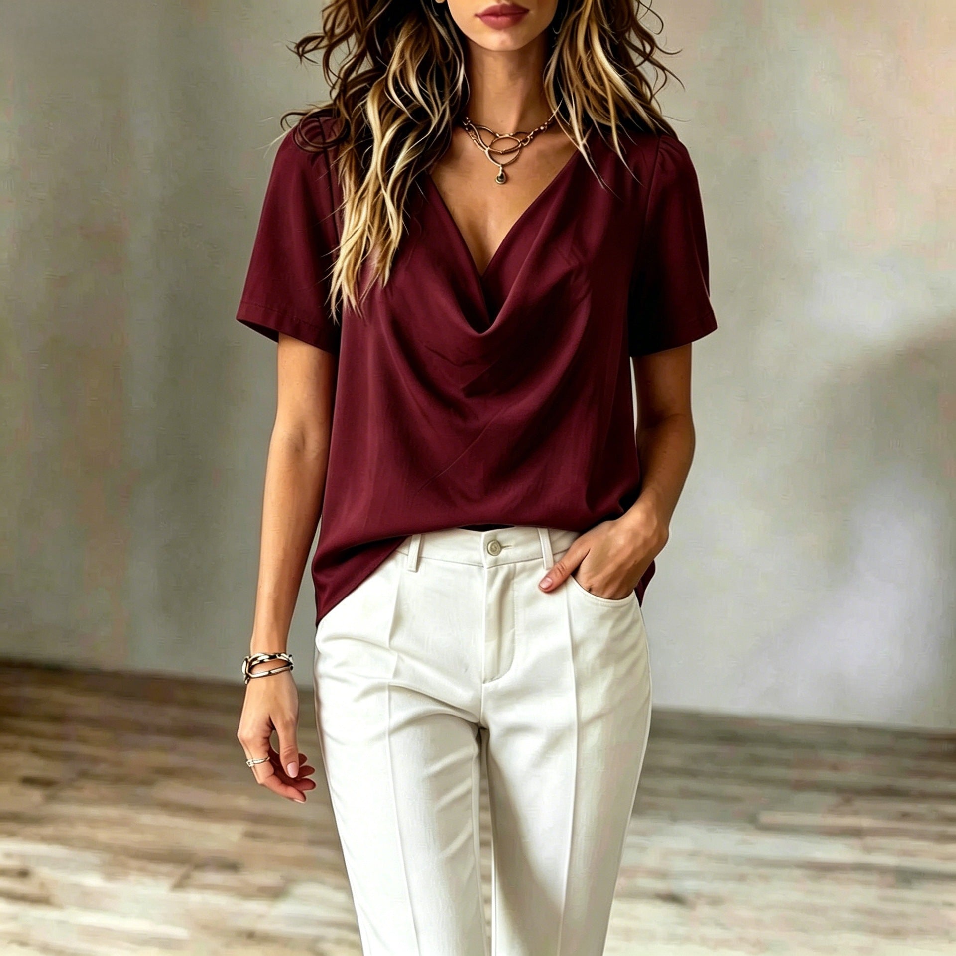 V-Neck Loose-Fit Tee