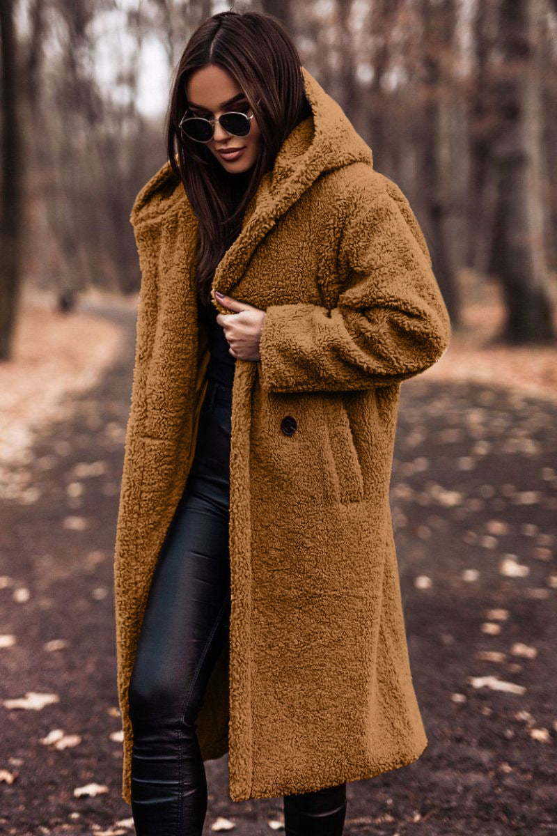Plush Teddy Faux-Fur Long Coat